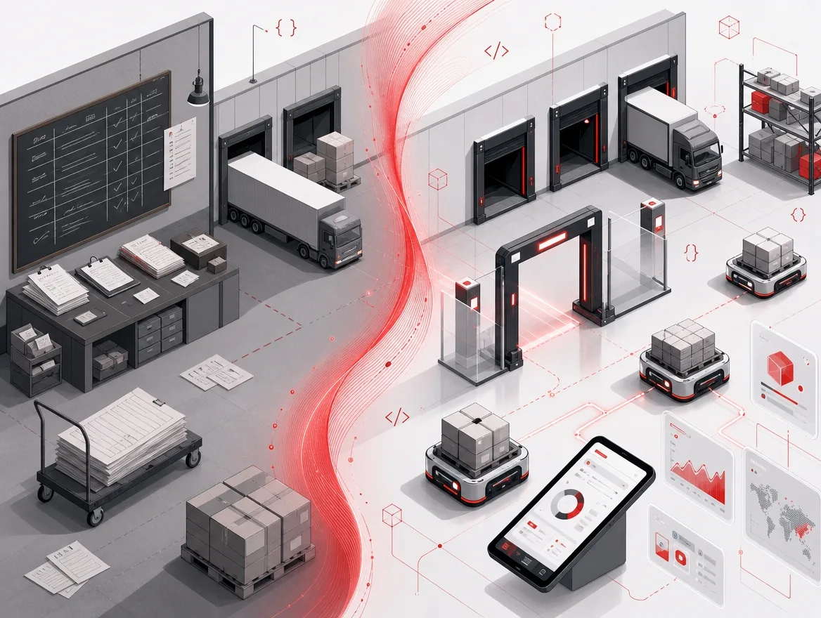 Warehouse operations moving from manual paperwork to scanned put away, picking and automated loading docks