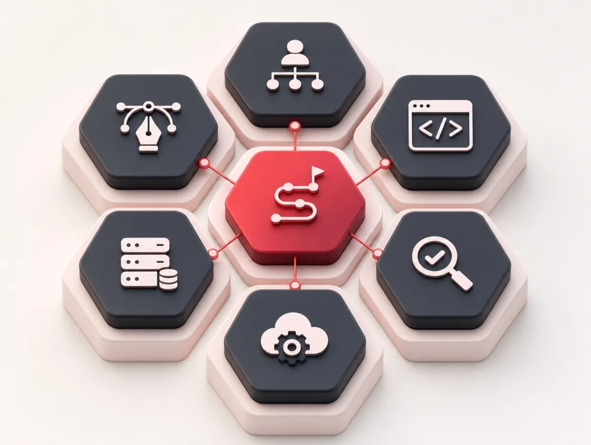 Isometric team grid representing a dedicated development team